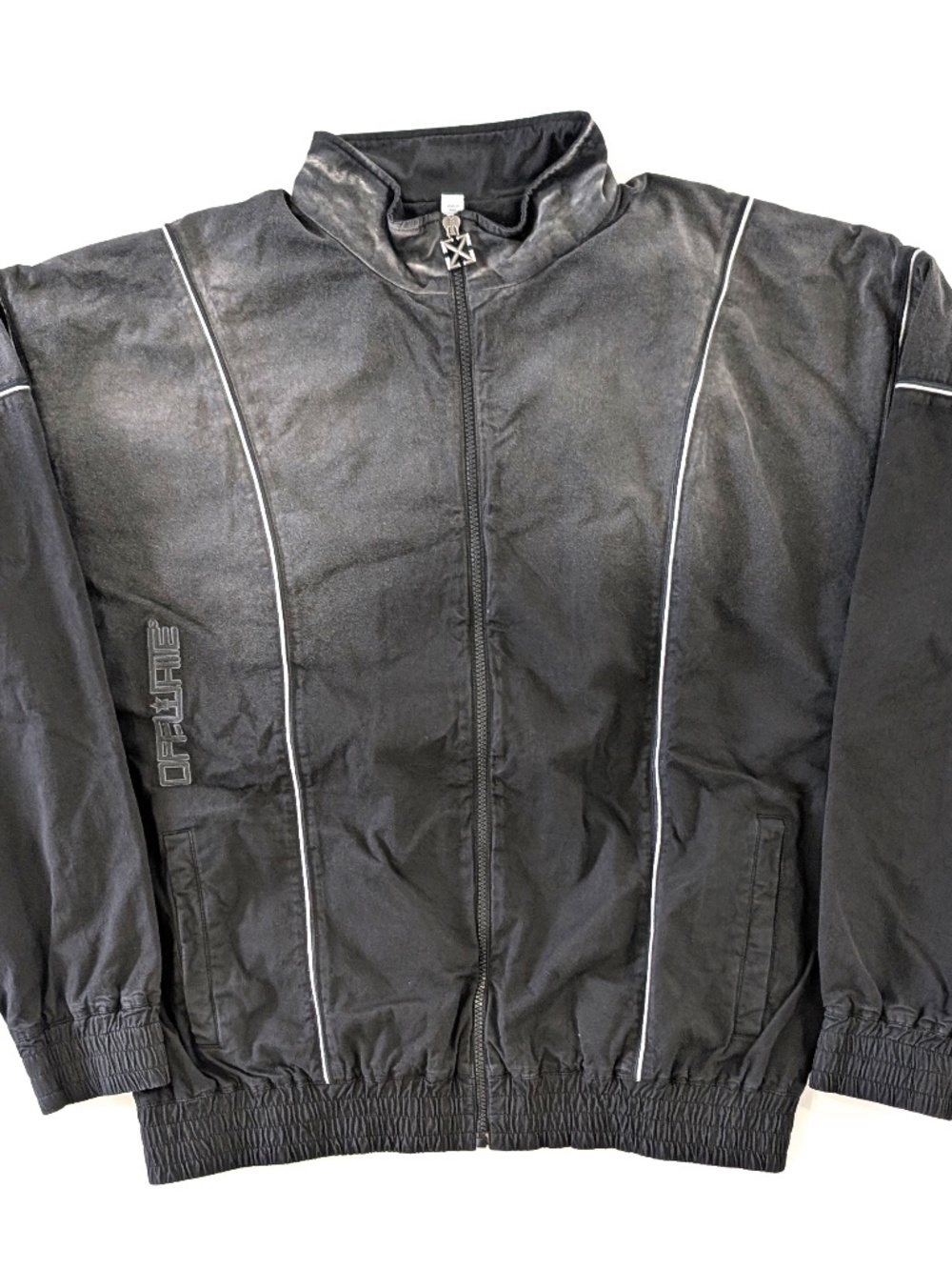OFF-WHITE Offline Garment Dyed Gradient Track Jacket Size XL Black Mesh Lining